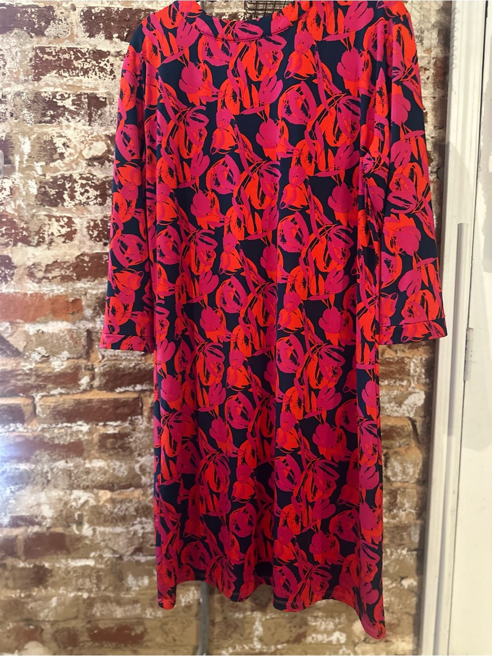 Mary Square Vibrant Pink & Red Floral Shift Dress, Size XL - Picture 5 of 5